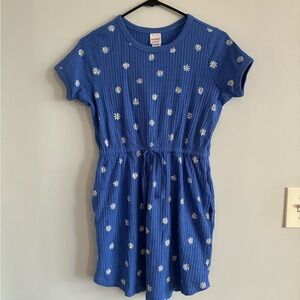 Hanna Andersson Royal Blue Daisy Ribbed Short Sleeve Dress (Never Worn)